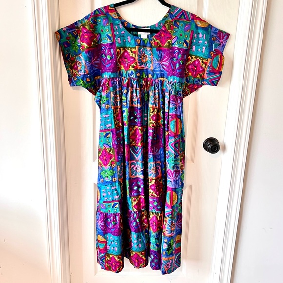 Vintage VANITY FAIR Tropical Hawaiian Ruffled Hem Mumu Dress—SZ. Small - Picture 11 of 14